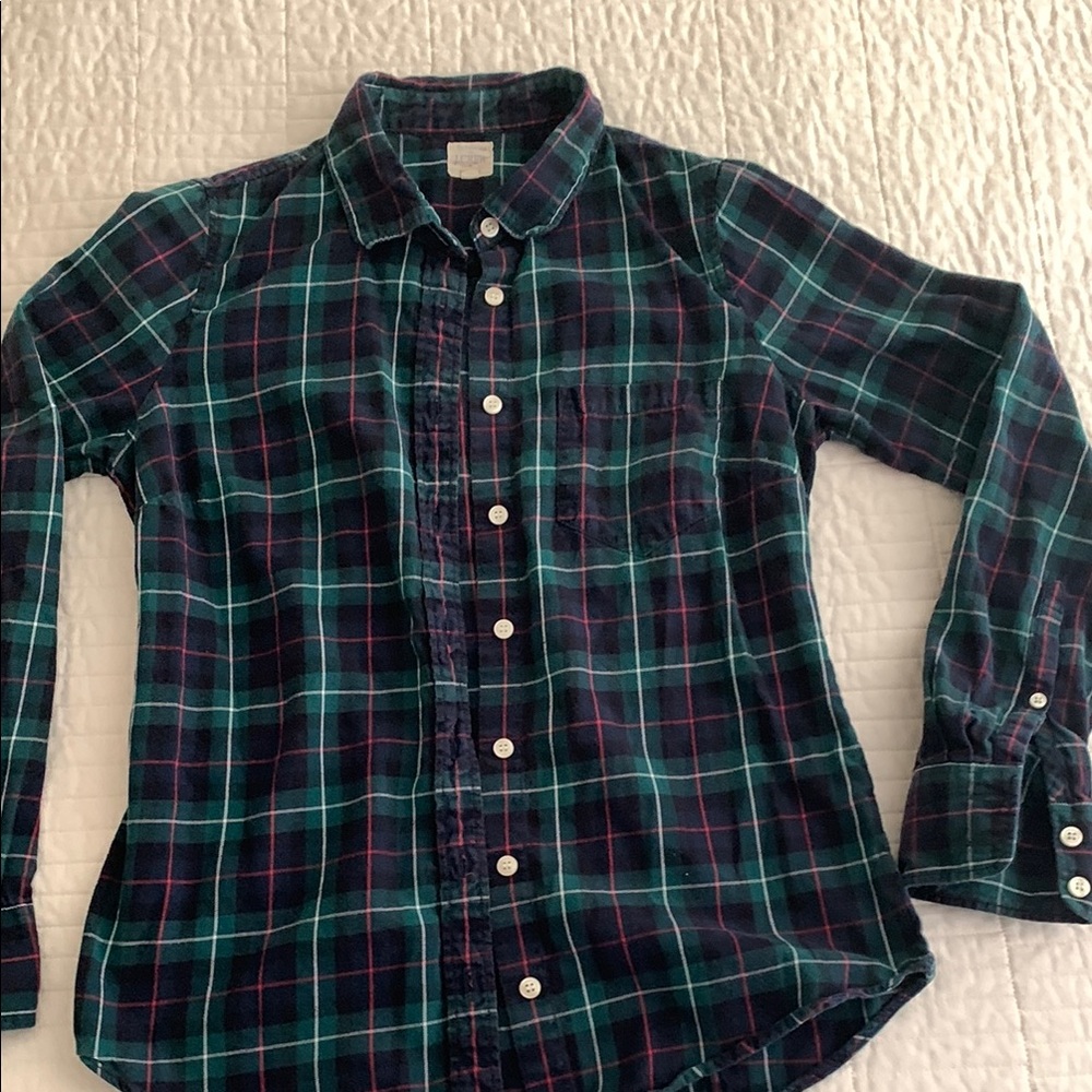 Plaid button Shirt - Green and Blue